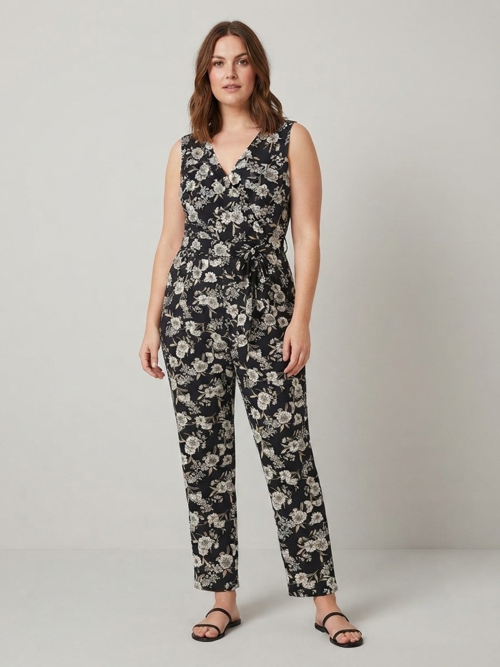 Red Herring Floral V-Neck Sleeveless Jumpsuit Size 14